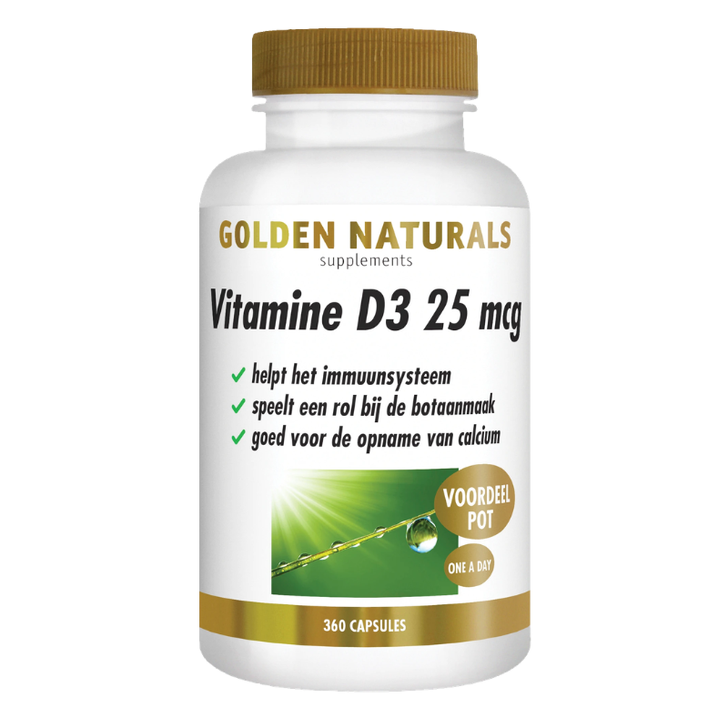 Golden Naturals Vitamine D3 25mcg 1000 I.E. (120 - 360 caps.)