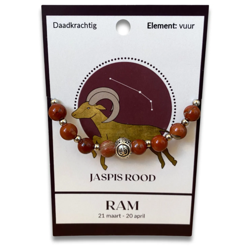 Jaspis rood sterrenbeeld armband - Ram