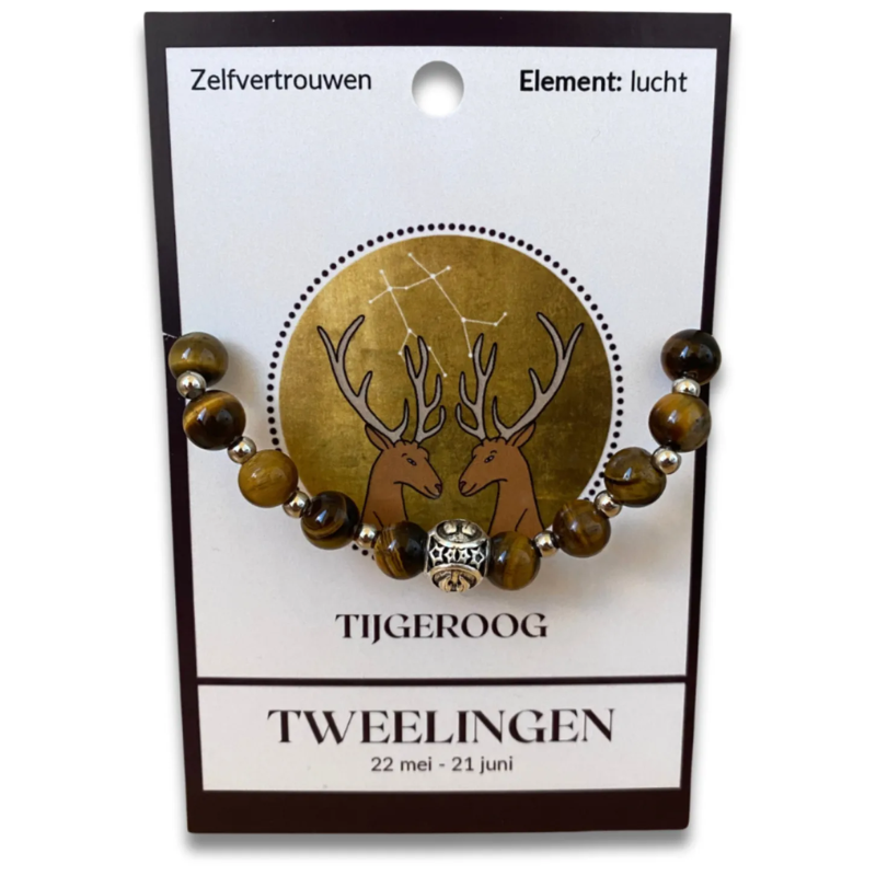 Tijgeroog sterrenbeeld armband - Tweelingen