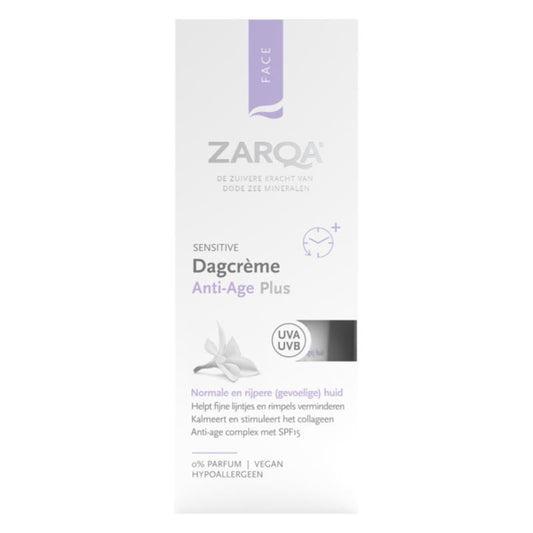 Zarqa Dagcreme anti age plus sensitive SPF15 ( 50 ml.)
[mwwsrc:173f776bc33776e3e363e847952bbafe23753129.jpg]