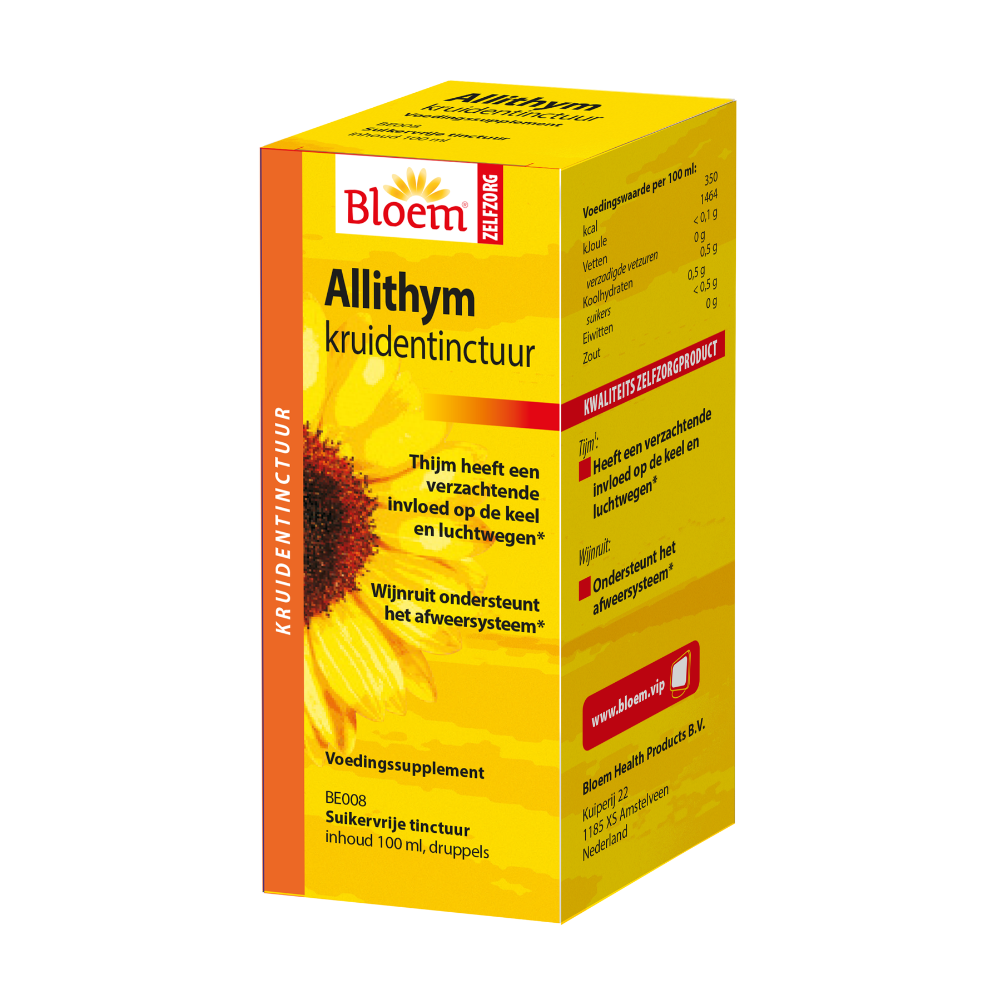 Bloem Natuurproducten  Allithym kruidentinctuur (100 ml.)
[mwwsrc:1a058f80481f48d04ad9bf122f301dfbb5392943.png]