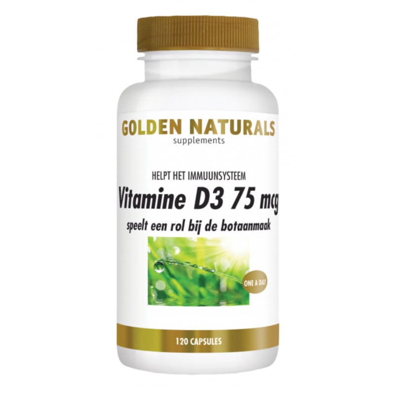 Golden Naturals Vitamine D3 75 mcg 3000 I.E. (120 - 360 softgel caps)
[mwwsrc:1ea15fc77efeb18a864f23a991c986311892d015.jpg]