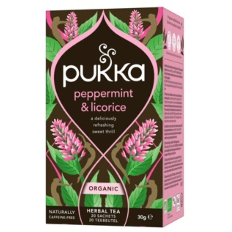 Pukka Peppermint & Licorice  (20 theezakjes)
[mwwsrc:79908219343c3f25d1cecc7e589ea78c72168636.jpg]