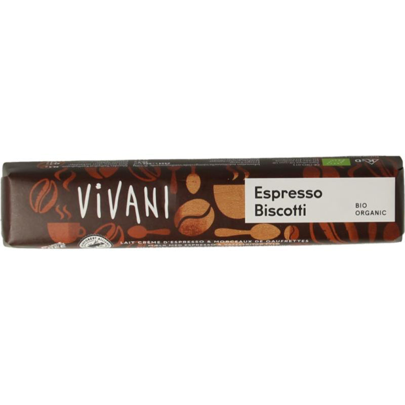 Vivani Chocolate To Go espresso biscotti (40 gram)
[mwwsrc:bf20101fe2cc048752a02abe2f828e8c36237c08]