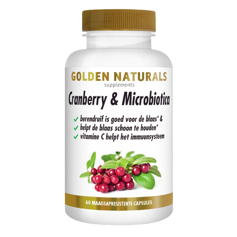 Golden Naturals Cranberry & Microbiotica (60 - 180 maagsapresistente vega. caps)