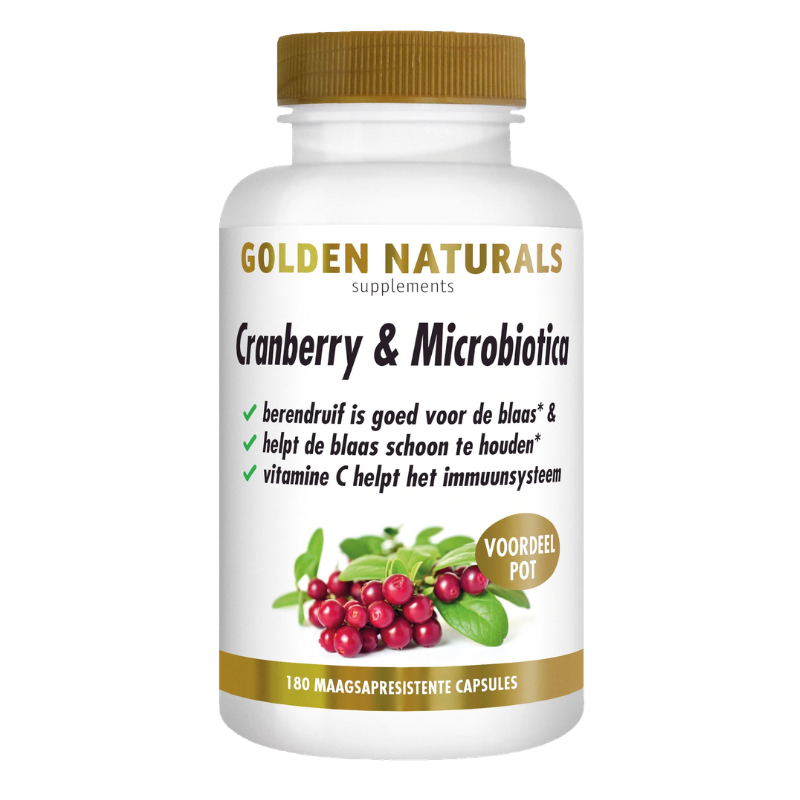 Golden Naturals Cranberry & Microbiotica (60 - 180 maagsapresistente vega. caps)