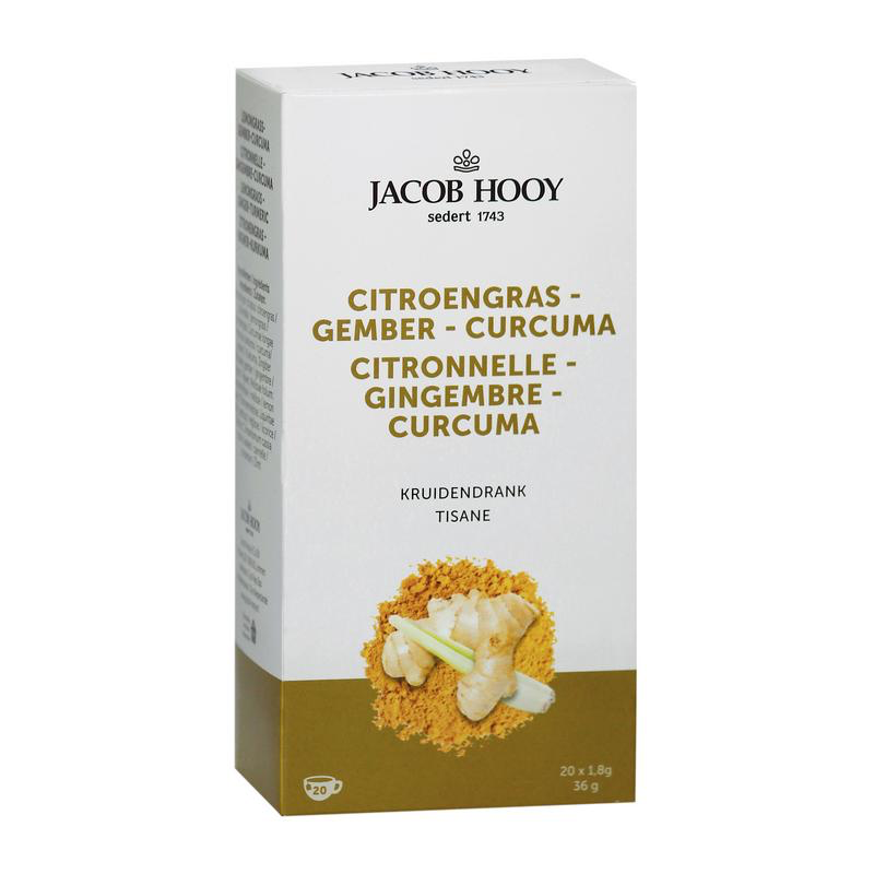 Jacob Hooy Citroengras gember curcuma thee (20 theezakjes)