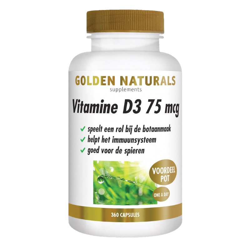 Golden Naturals Vitamine D3 75 mcg 3000 I.E. (120 - 360 softgel caps)