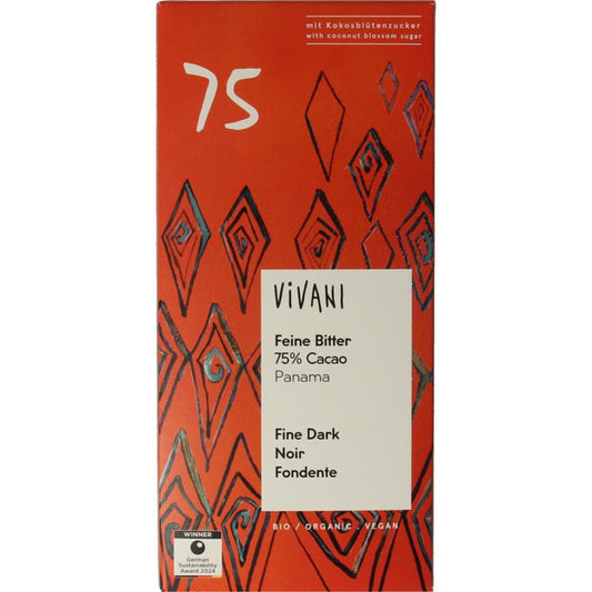 Vivani Panama 75% cacao pure chocolade (80 gram)
[mwwsrc:e6dcf4421b9cb8a83bc1c18a4d6f99e6781605c8]