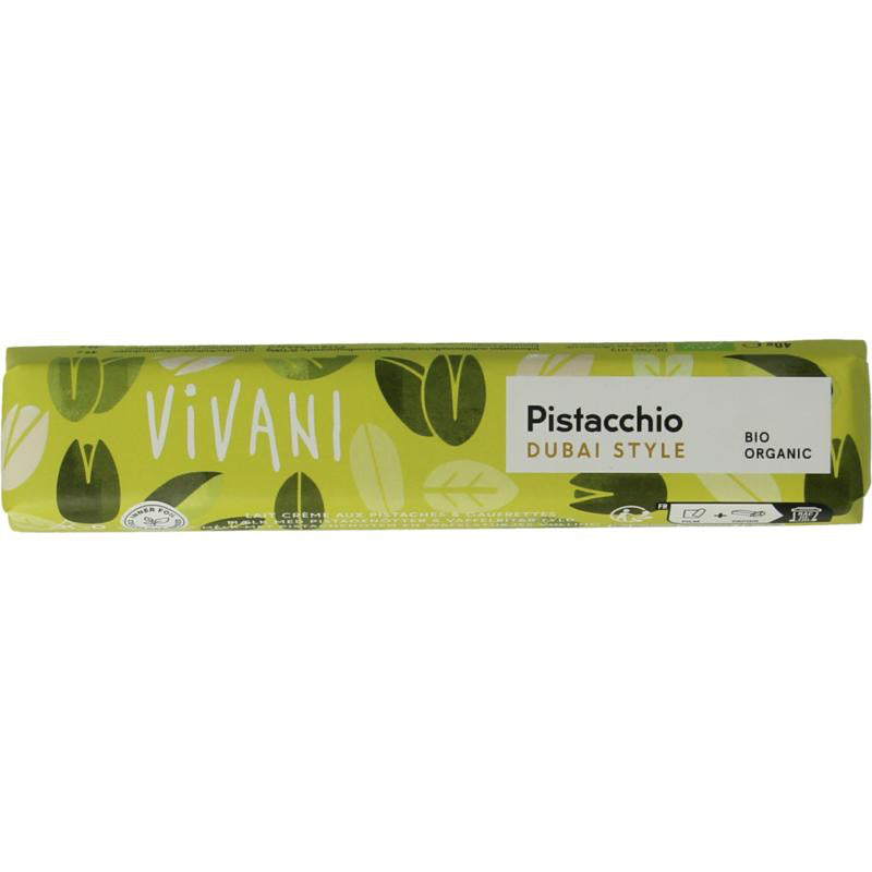 Vivani Chocolate to go pistacchio Dubai style (40 gram)
[mwwsrc:fa5fcc223f438b6c4bedfd597f8c3c51632ff890]