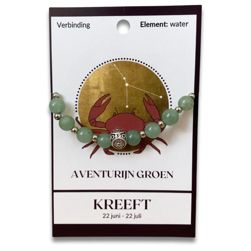 Aventurijn groen sterrenbeeld armband - Kreeft