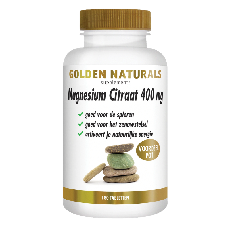 Golden Naturals Magnesium citraat 400 mg. (60 - 180 vega. tabl.)