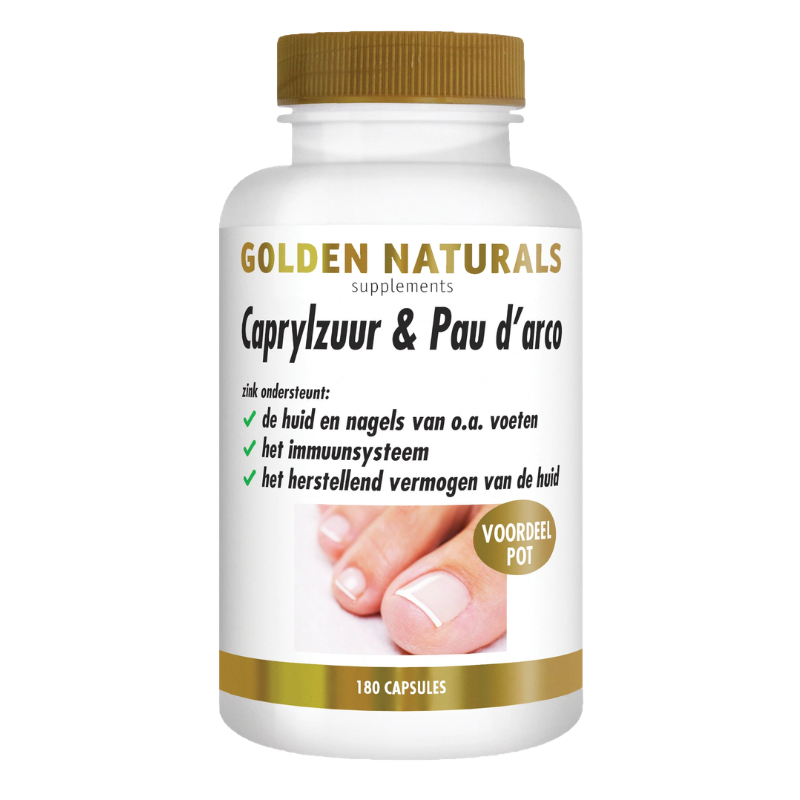 Golden Naturals Caprylzuur & Pau d'arco Formule met Probiotica (60 - 180 vega. caps)