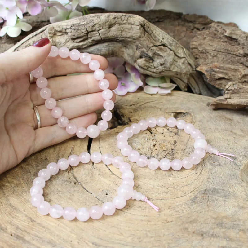 Rozenkwarts powerbead armband