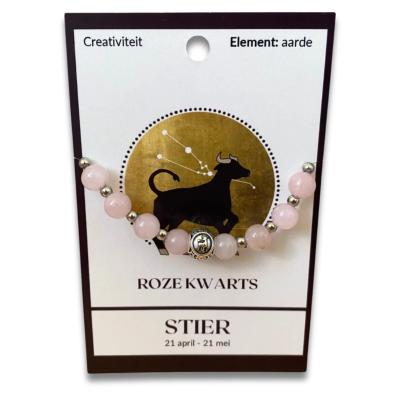 Roze kwarts sterrenbeeld armband - Stier