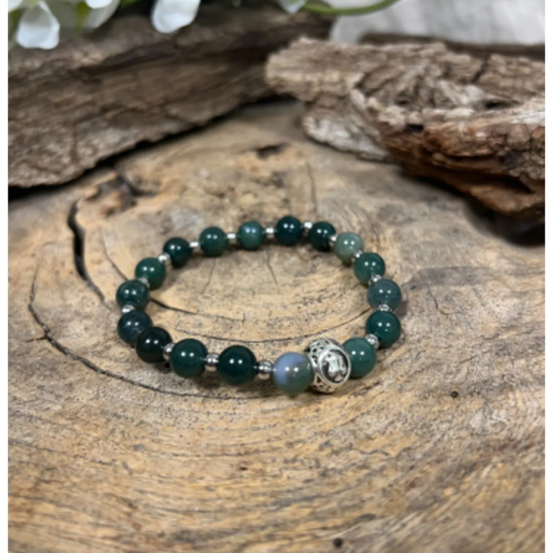 Agaat mos sterrenbeeld armband - Weegschaal